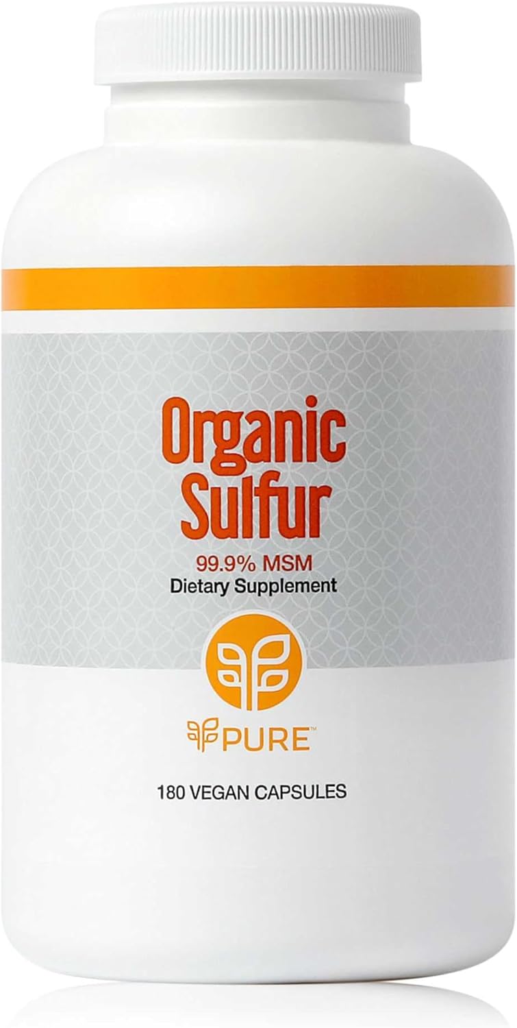 180 Capsules of PURE Organic Sulfur MSM Powder for Joint Health, Hair Growth, Skin, and Nails - Vegan, Non-GMO, Gluten Free