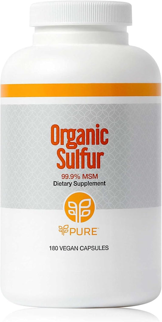 180 Capsules of PURE Organic Sulfur MSM Powder for Joint Health, Hair Growth, Skin, and Nails - Vegan, Non-GMO, Gluten Free