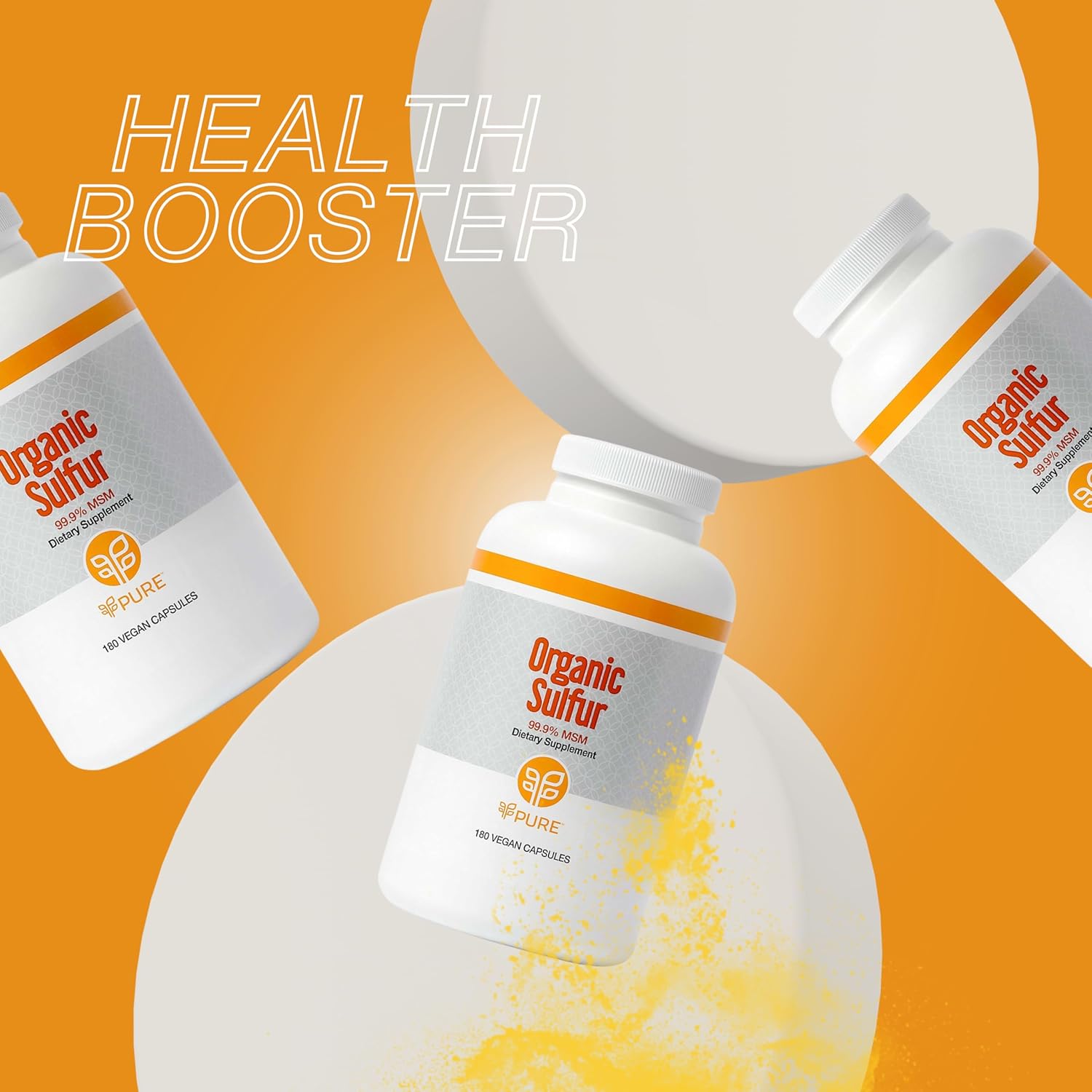 180 Capsules of PURE Organic Sulfur MSM Powder for Joint Health, Hair Growth, Skin, and Nails - Vegan, Non-GMO, Gluten Free