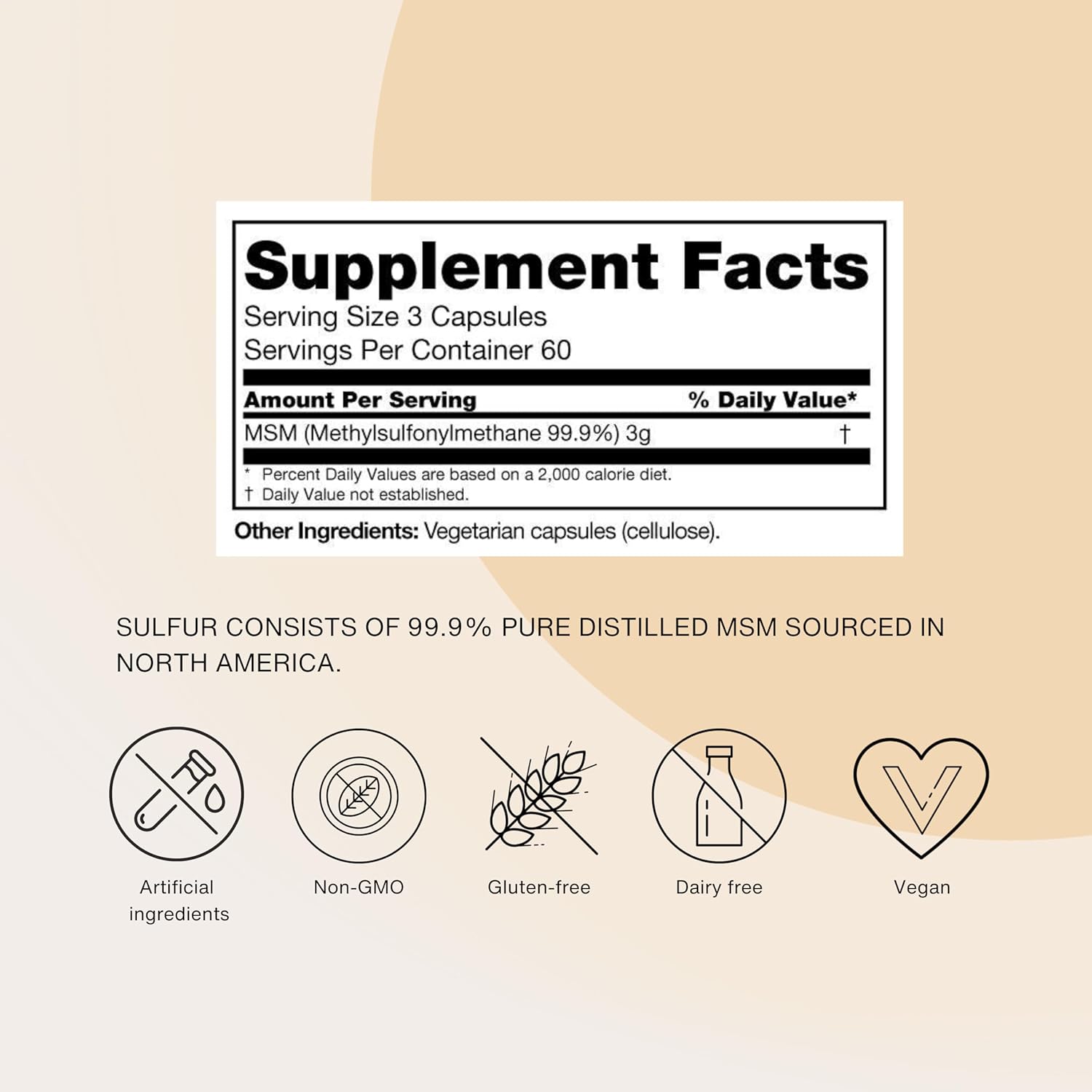 180 Capsules of PURE Organic Sulfur MSM Powder for Joint Health, Hair Growth, Skin, and Nails - Vegan, Non-GMO, Gluten Free