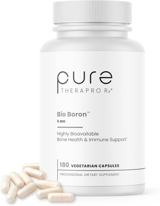 180 Capsules of Pure TheraPro Rx Bio Boron 5mg - Bororganic Glycine Boron Supplements for Men & Women - Vegan Mineral Support for Bones, Heart Health & Immunity