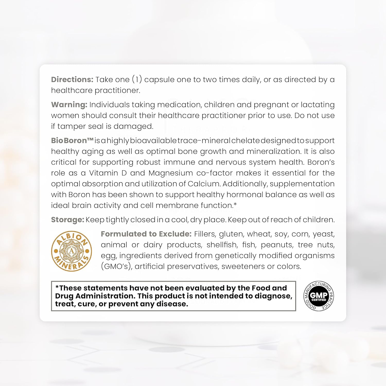 180 Capsules of Pure TheraPro Rx Bio Boron 5mg - Bororganic Glycine Boron Supplements for Men & Women - Vegan Mineral Support for Bones, Heart Health & Immunity