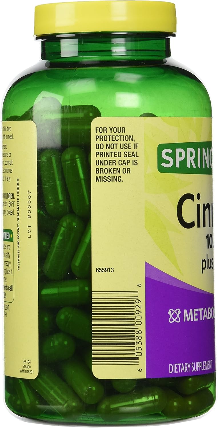 180 Capsules of Spring Valley Cinnamon 1000mg with Chromium for Support