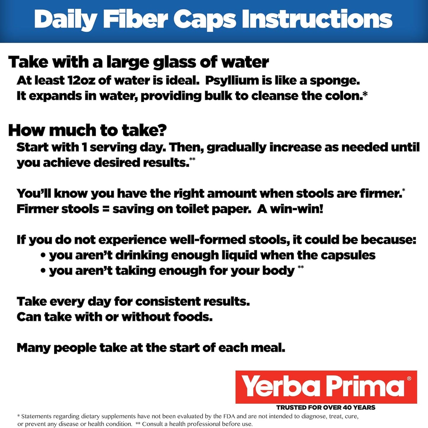 180 Capsules of Yerba Prima Daily Fiber Formula - Pack of 2 - Soluble & Insoluble Fiber Supplement for Colon Cleanse and Gut Health - Vegan, Non-GMO, Gluten-Free