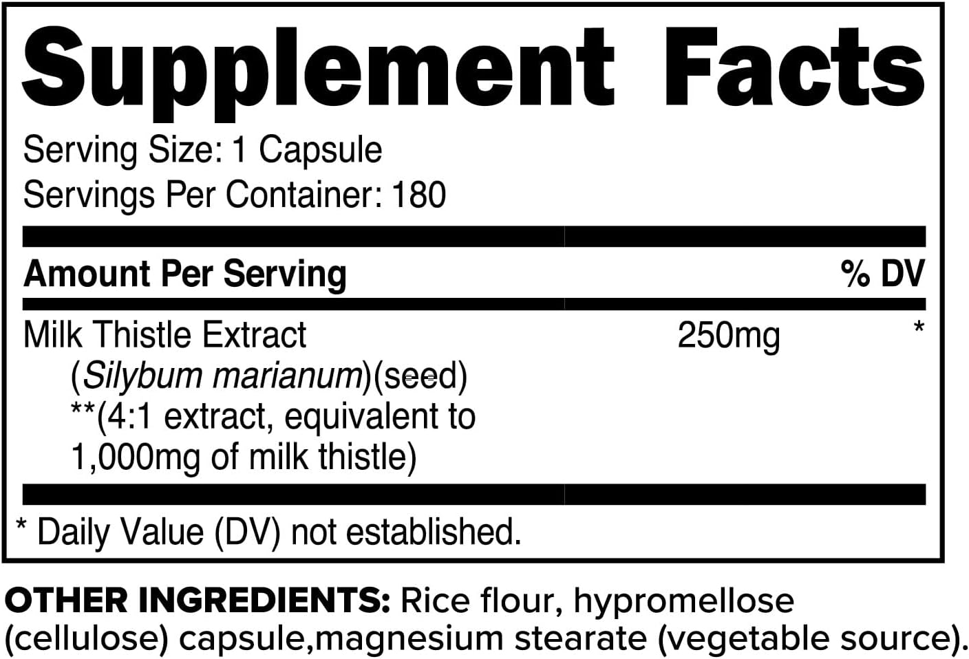 180 Capsules Primaforce Milk Thistle Supplement - 1000mg Equivalent, Gluten Free, Non-GMO, 4:1 Extract