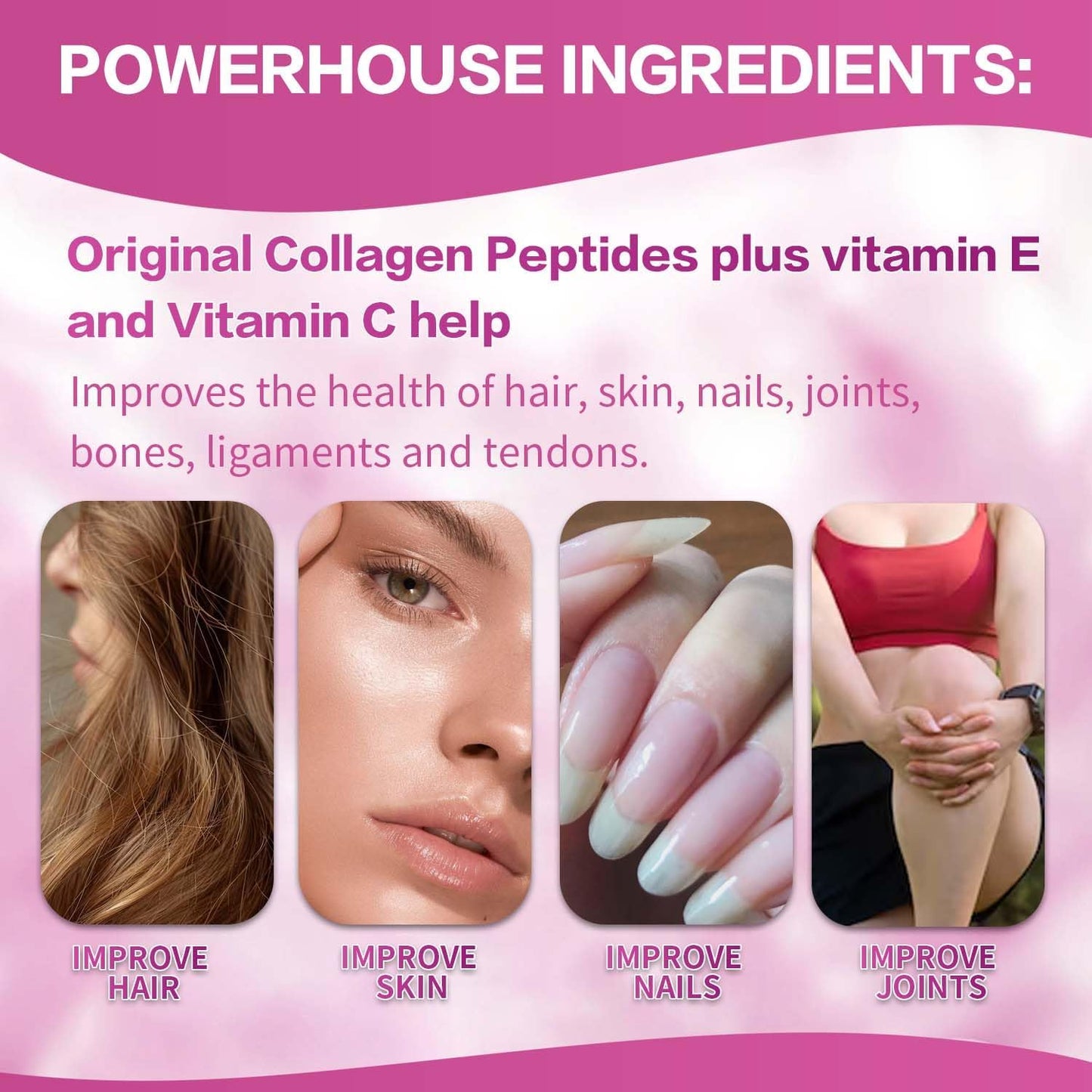 180 Capsules Pslalae Collagen Supplement with Vitamin C & E, Collagen Peptides for Skin Support, Non-GMO & Sugar Free