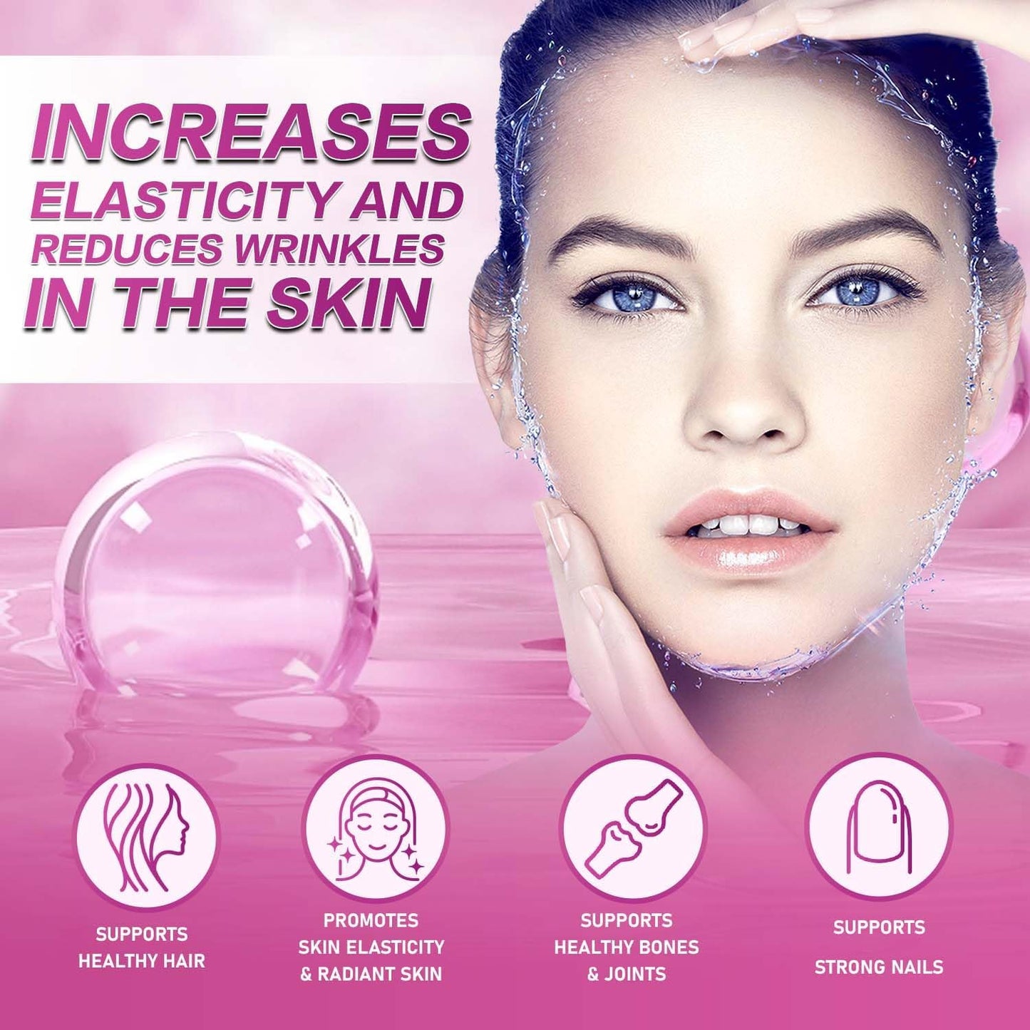 180 Capsules Pslalae Collagen Supplement with Vitamin C & E, Collagen Peptides for Skin Support, Non-GMO & Sugar Free