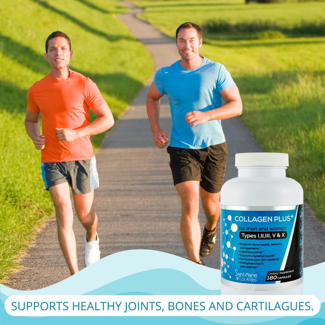 180 Capsules Saint-Marie de los Andes Multi Collagen Pills Plus - Types I, II, III, V & X + Absorption Enhancer - Non-GMO, Supports Hair, Skin, Nails, Joints, & Gut Health - 3 Months Supply