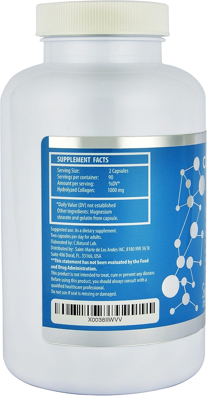 180 Capsules Saint-Marie de los Andes Multi Collagen Pills Plus - Types I, II, III, V & X + Absorption Enhancer - Non-GMO, Supports Hair, Skin, Nails, Joints, & Gut Health - 3 Months Supply