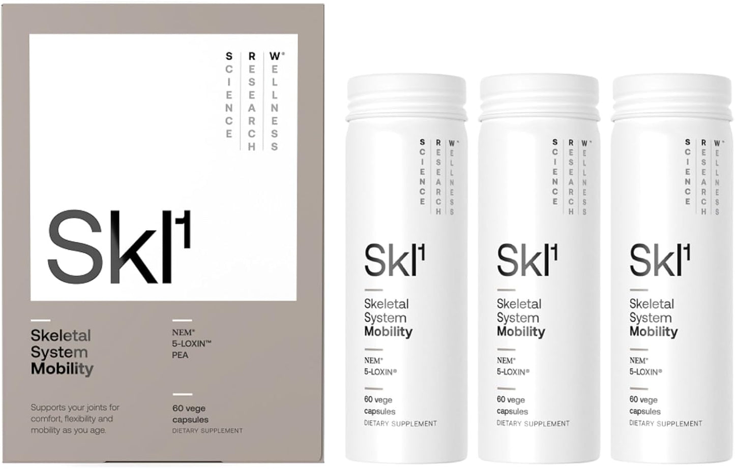 180 Capsules SRW SKL¹ Mobility Joint Support Supplement | Soothe Discomfort, Improve Mobility, Flexibility & Strength | With Glycosaminoglycans, Hyaluronic Acid, Collagen, & Proteins