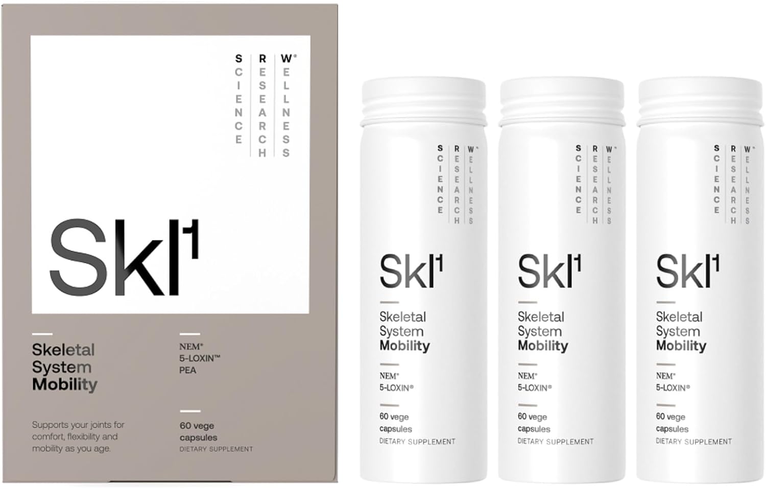 180 Capsules SRW SKL¹ Mobility Joint Support Supplement | Soothe Discomfort, Improve Mobility, Flexibility & Strength | With Glycosaminoglycans, Hyaluronic Acid, Collagen, & Proteins