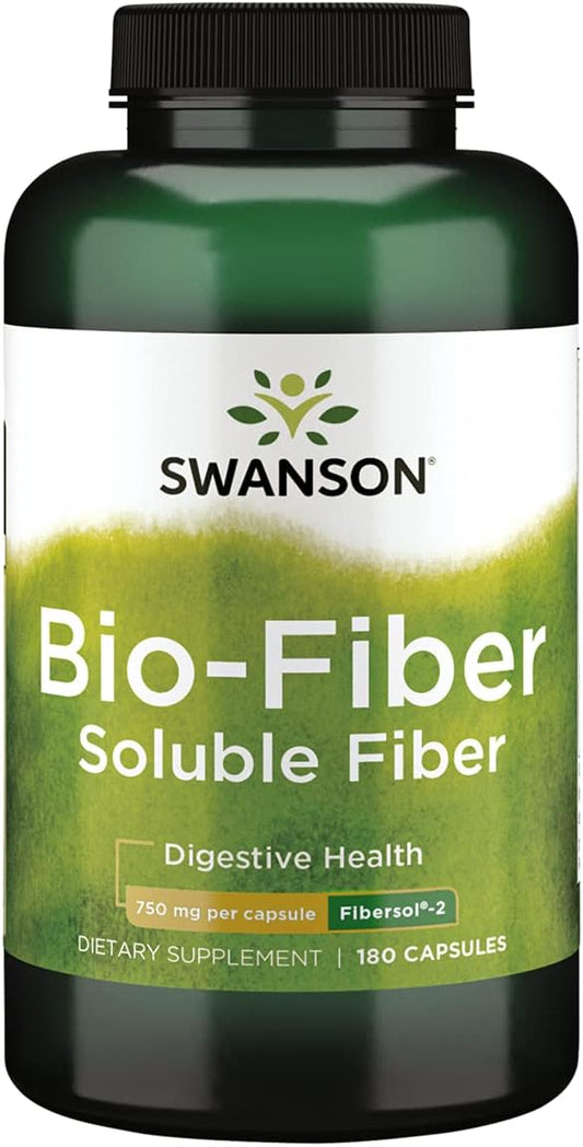 180 Capsules Swanson Bio-Fiber Supplement - 750mg - High Quality Dietary Fiber Formula
