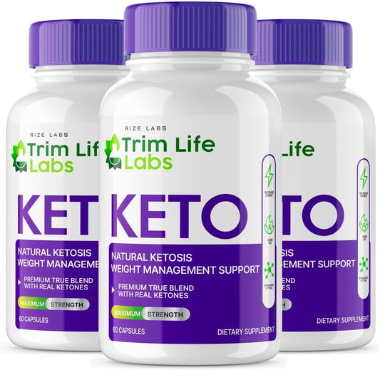 180 Capsules Trim Life Labs Keto Capsules - Maximum Strength Weight Loss Pills with Keto+ACV Supplement