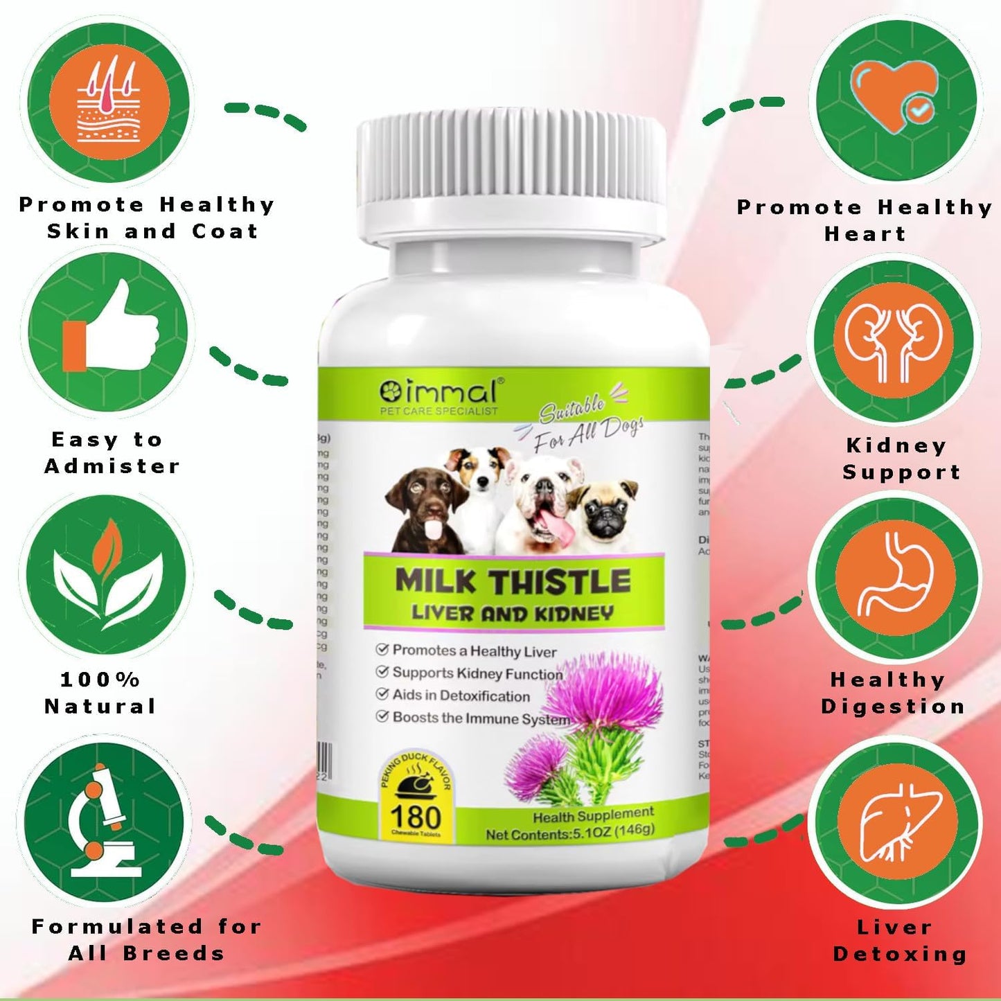 180 Chewable Tablets of Zenpaws Milk Thistle for Dogs - Liver and Kidney Support Supplement - Detox Aid for Canines