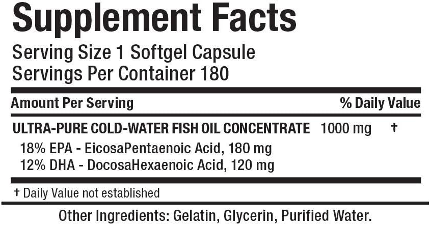180 Count ALLMAX Nutrition Ultra-Pure Omega 3 Cold-Water Fish Oil Supplement