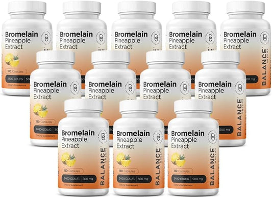 180 Count Balancebreens Bromelain Capsules - Digestive Enzyme & Joint Health Supplement with 500mg Pineapple Extract