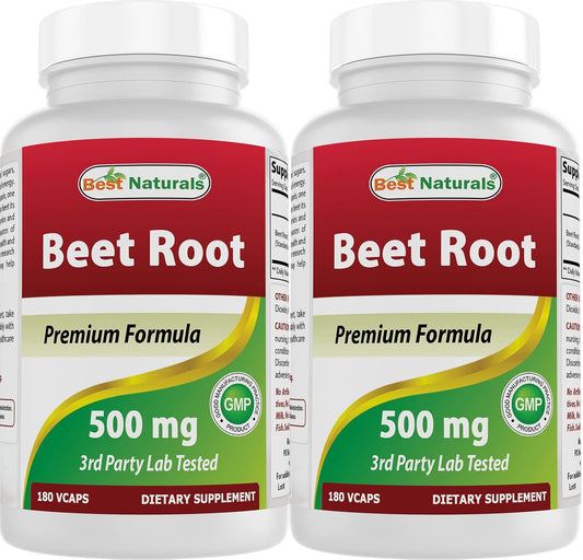 180 Count Best Naturals Beet Root Powder Capsules - 500 mg (2 Pack)