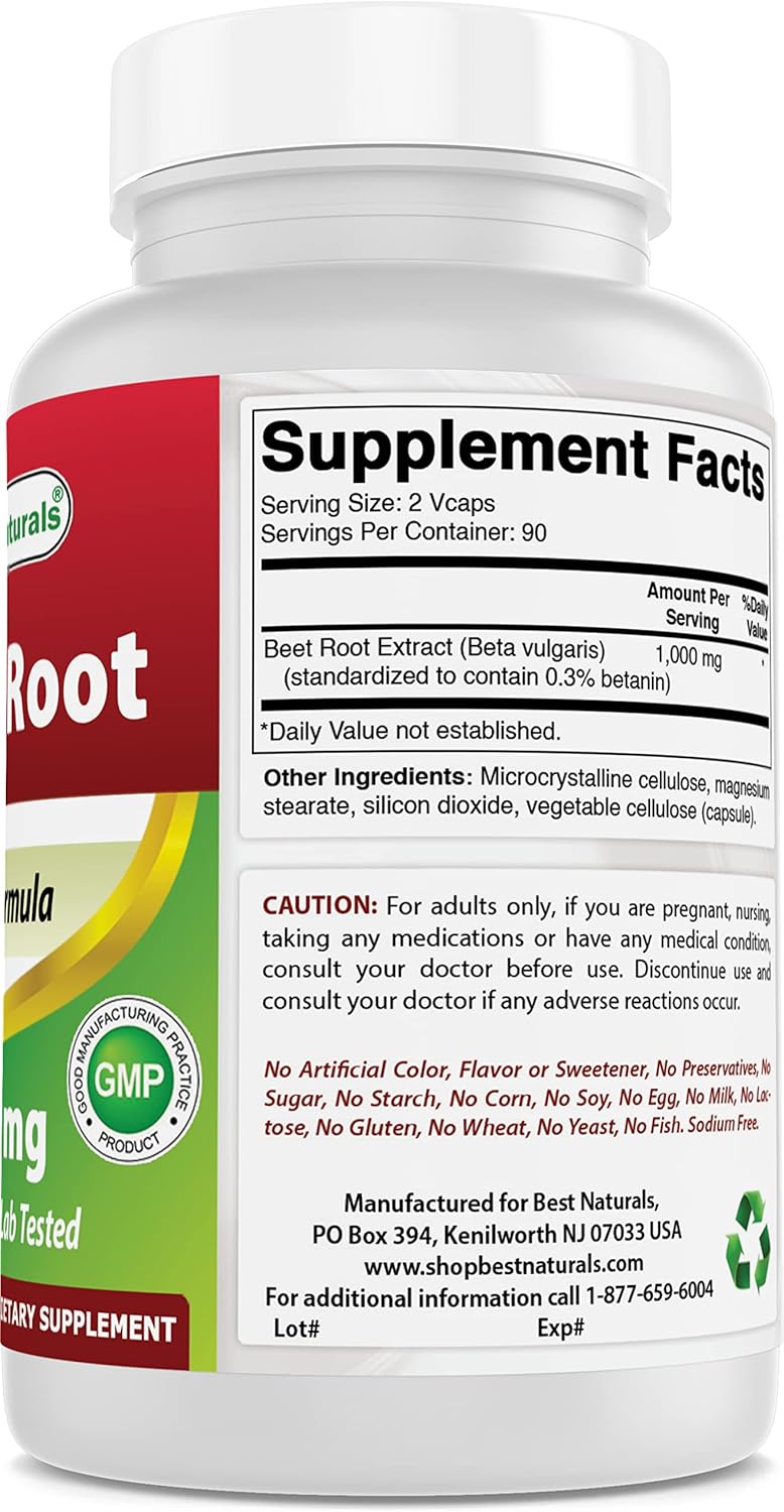 180 Count Best Naturals Beet Root Powder Capsules - 500 mg (2 Pack)