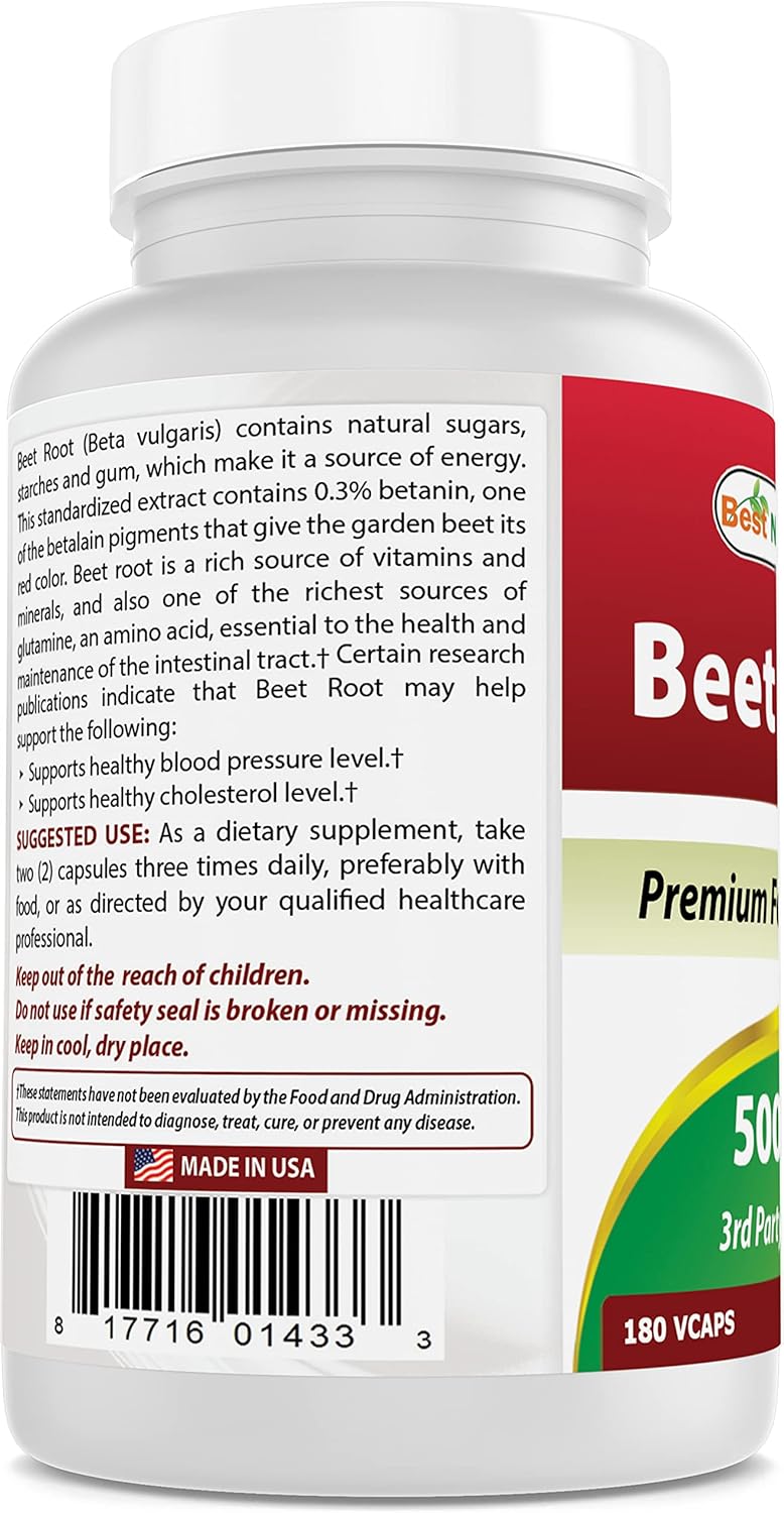 180 Count Best Naturals Beet Root Powder Capsules - 500 mg (2 Pack)