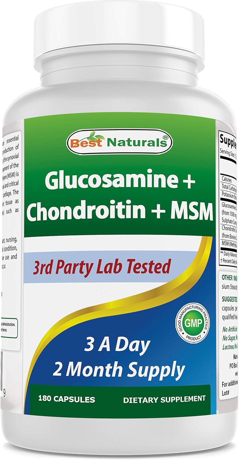 180 Count Best Naturals Glucosamine Chondroitin and MSM (Non-GMO) for Joint Health
