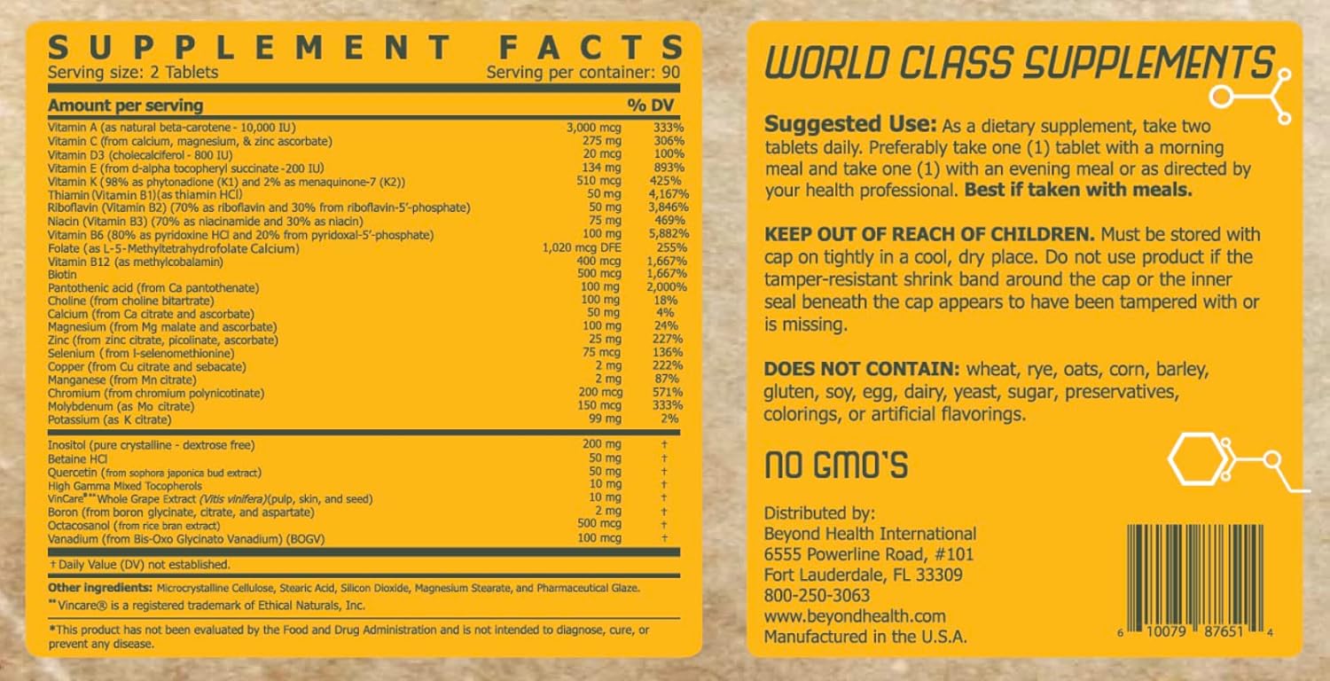 180-Count Beyond Health Multi-Vitamin for 90 Days of Overall Wellness Support