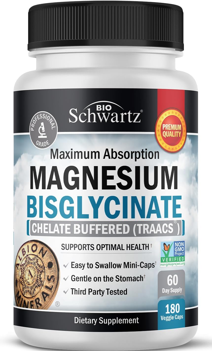 180 Count BioSchwartz Magnesium Bisglycinate + 90 Count Omega 3 Fish Oil Bundle