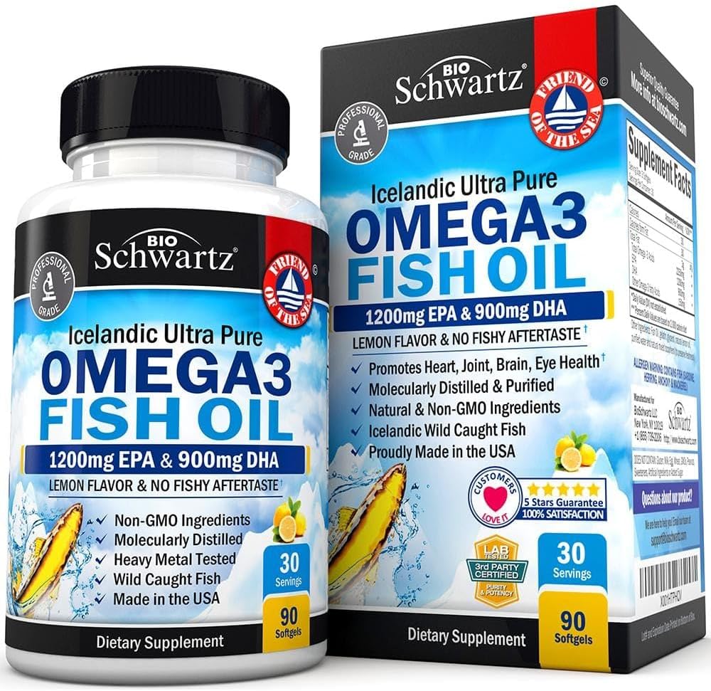 180 Count BioSchwartz Magnesium Bisglycinate + 90 Count Omega 3 Fish Oil Bundle