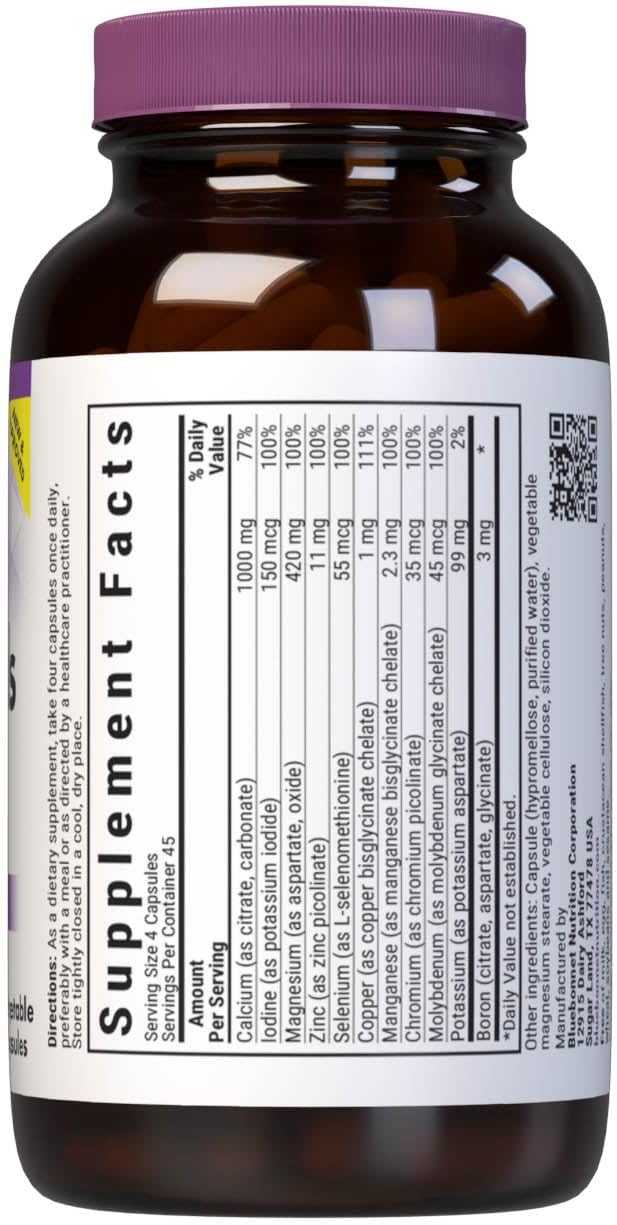180 Count BlueBonnet Multi Minerals Plus Boron Vegetarian Capsules - Iron-Free Formula
