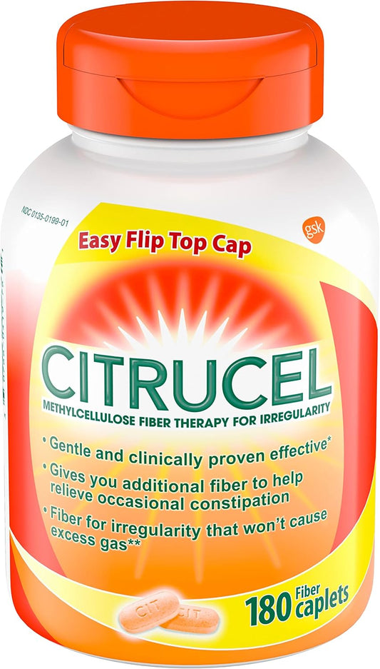 180 Count Citrucel Fiber Therapy Caplets with Easy-to-Swallow Methylcellulose for Irregularity