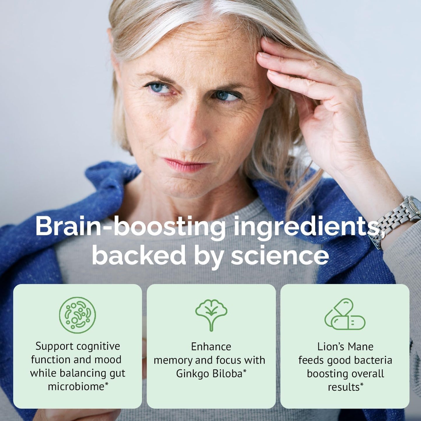 180 Count Clear Probiotics Brain Supplement with Lion’s Mane & Ginkgo Biloba for Memory, Focus, Mood & Cognitive Function - 3 Month Supply