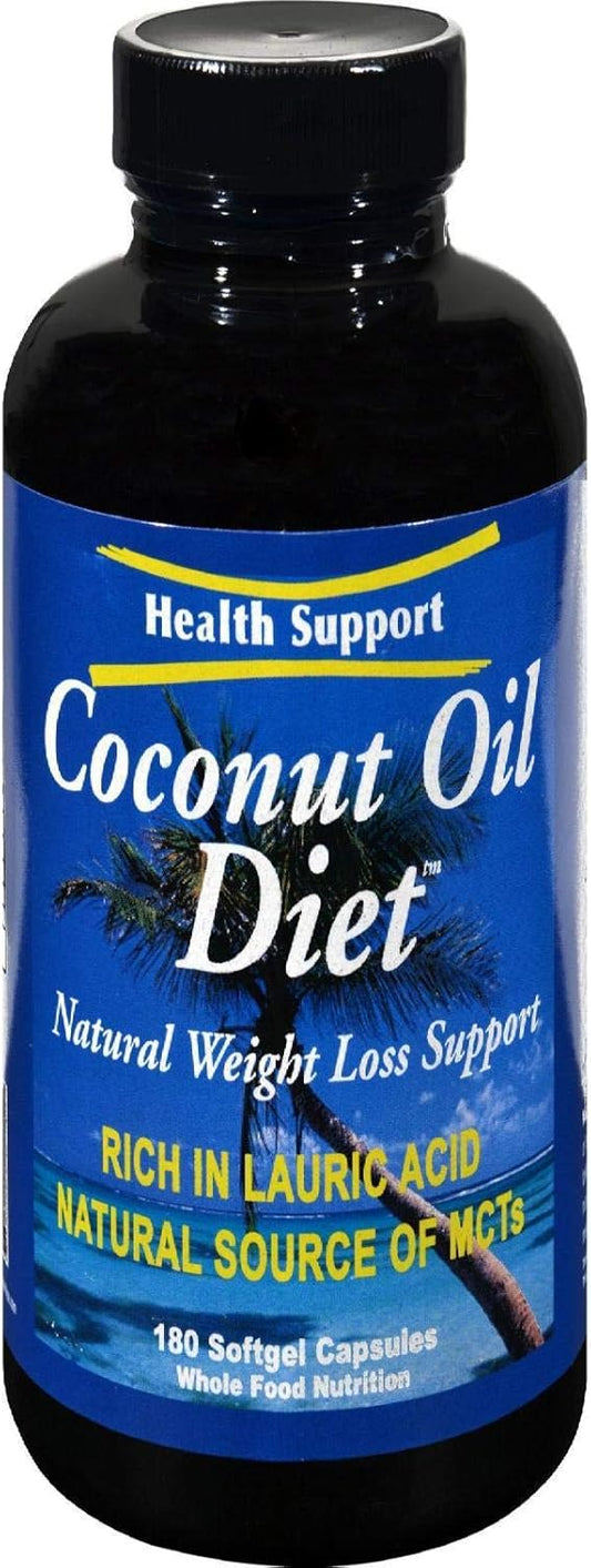 180 Count Coconut Oil Diet Softgel Capsules for Health Support