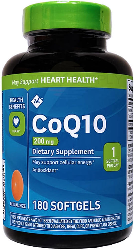 180 Count Generic Members Mark CoQ10 200 mg Supplement for Heart Health and Energy Support