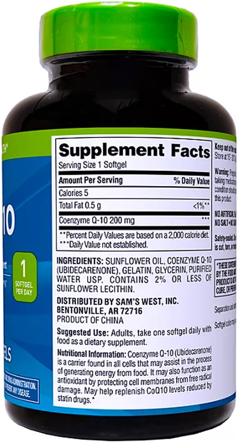 180 Count Generic Members Mark CoQ10 200 mg Supplement for Heart Health and Energy Support