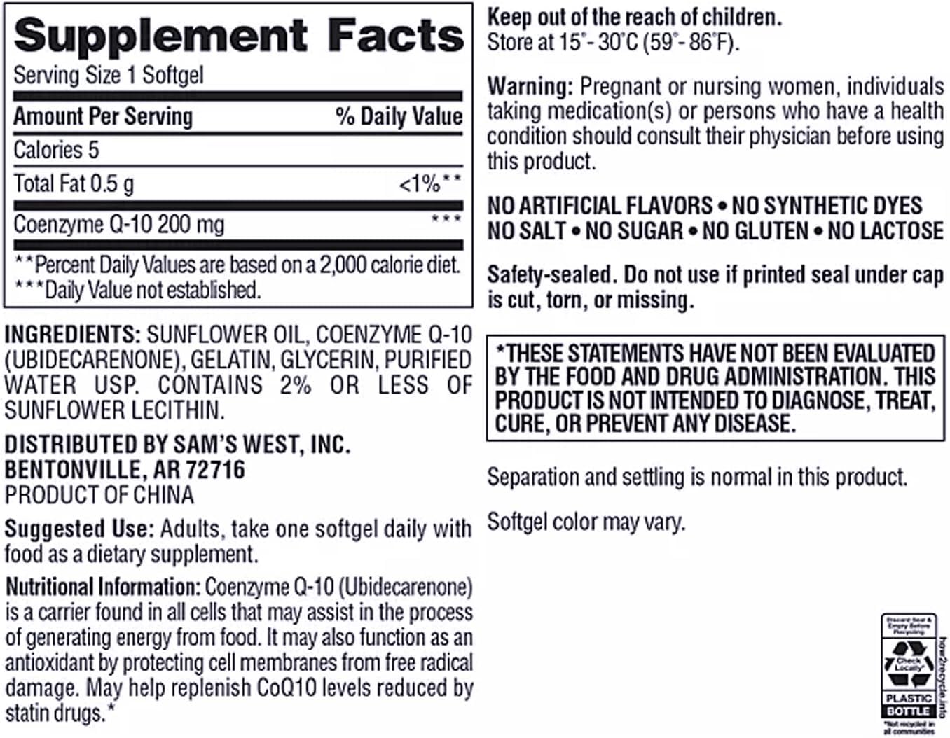180 Count Generic Members Mark CoQ10 200 mg Supplement for Heart Health and Energy Support