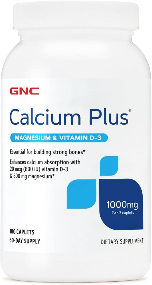180 Count GNC Calcium Plus Magnesium & Vitamin D-3 1000mg Tablets for Bone Health
