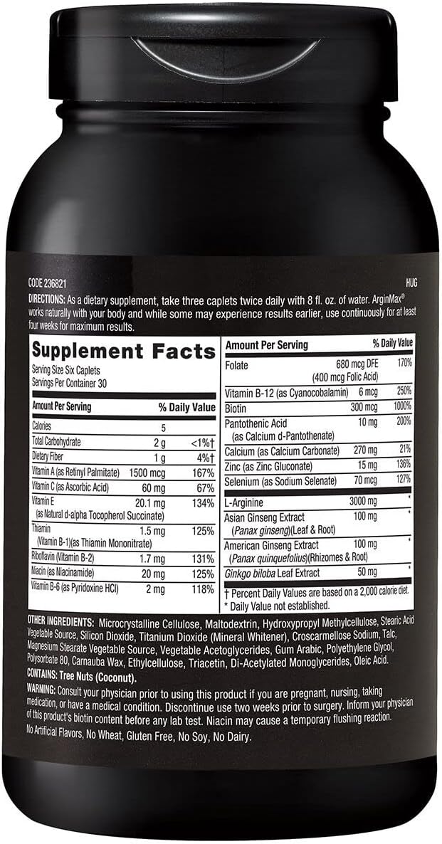 180 Count GNC Mens Arginmax Sexual Health Supplement - Supports Blood Flow and Vitality