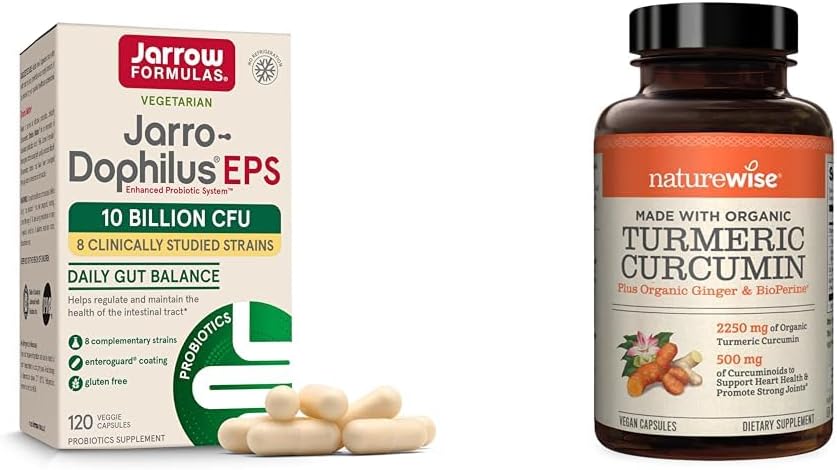 180 Count Jarrow Formulas Probiotics & NatureWise Curcumin Turmeric Joint Support Dietary Supplements