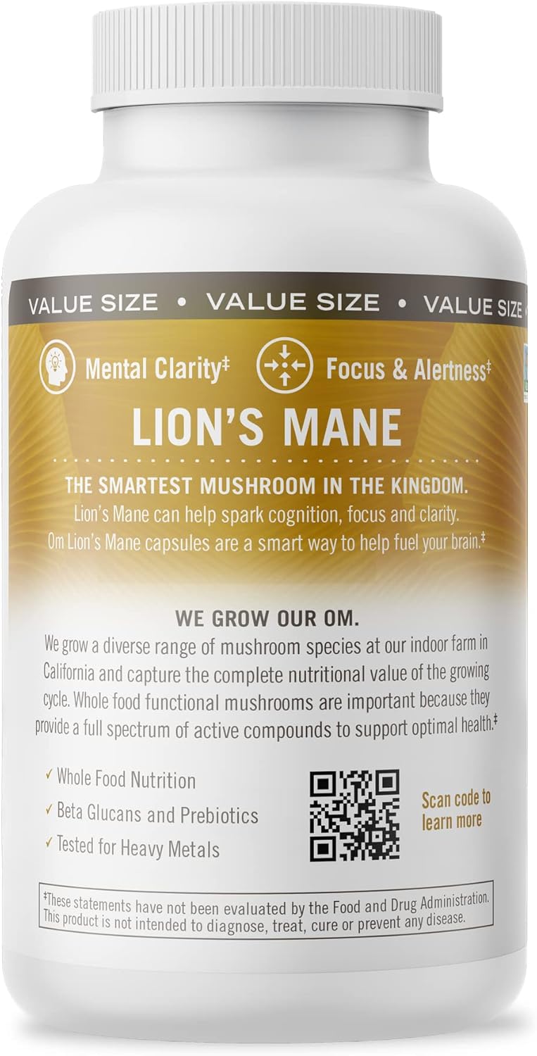 180 Count Lion's Mane Mushroom Capsules for Memory, Focus, and Mood Support