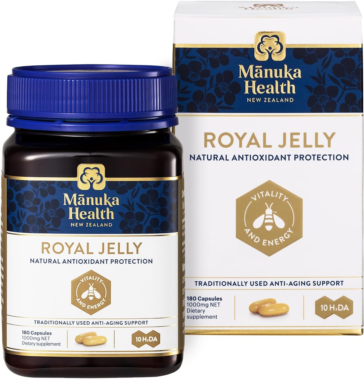 180 Count Manuka Health Royal Jelly Capsules 1000mg - 3 Month Supply - Anti Aging Supplement from New Zealand