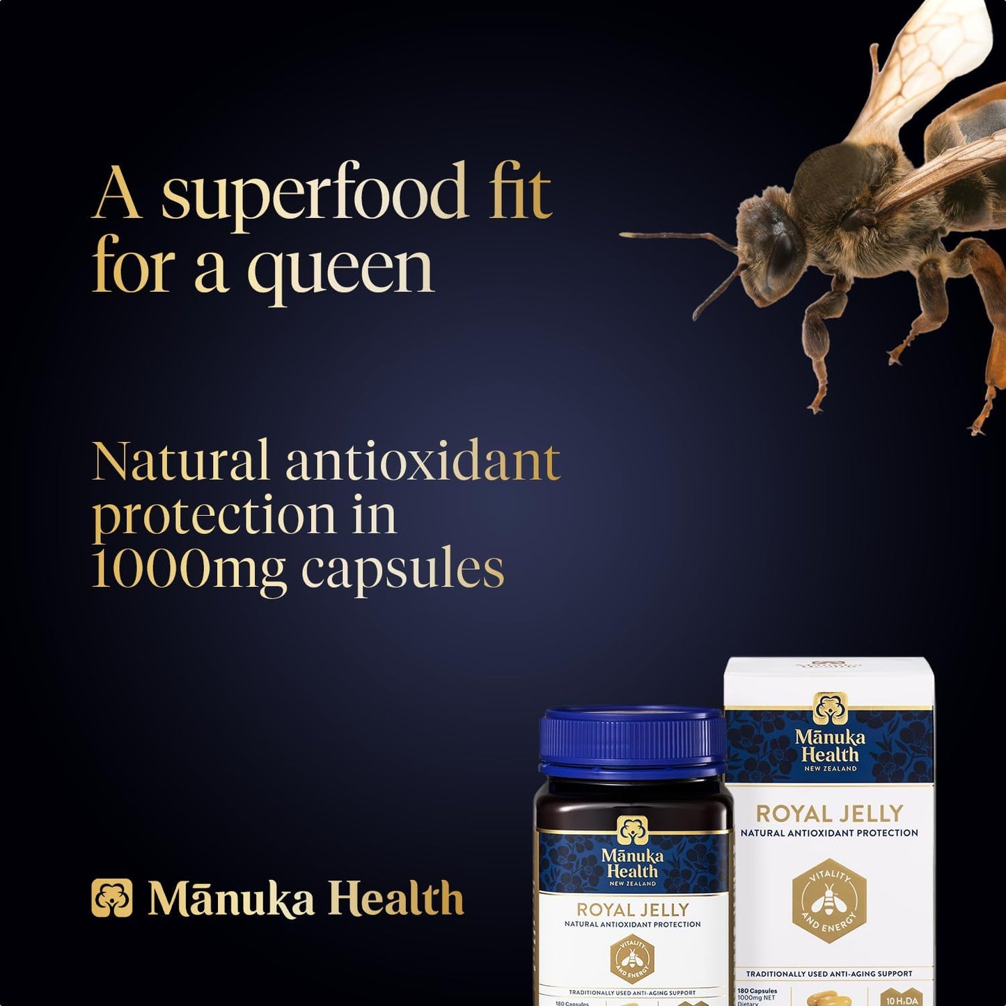 180 Count Manuka Health Royal Jelly Capsules 1000mg - 3 Month Supply - Anti Aging Supplement from New Zealand