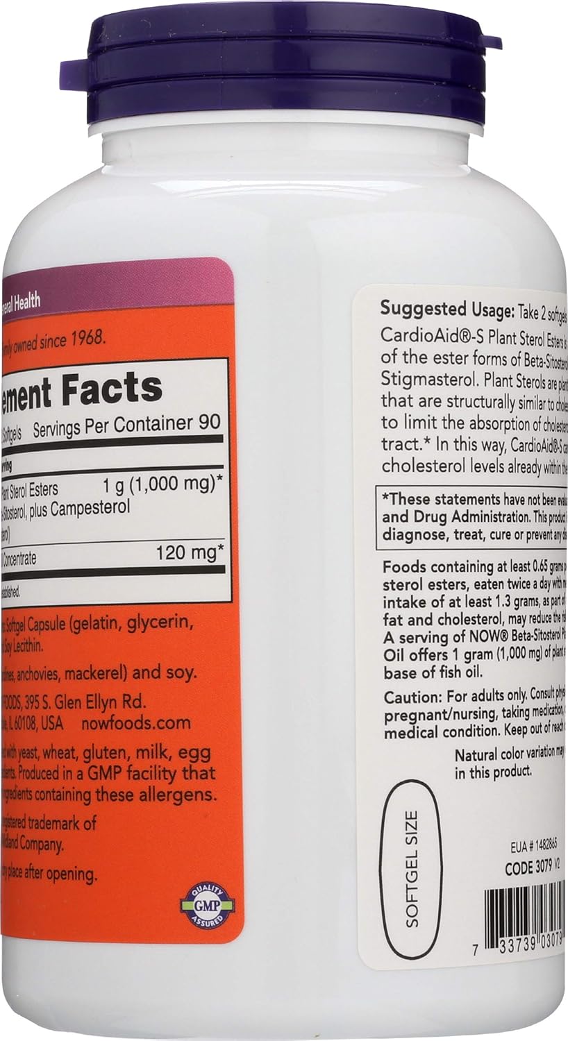 180 Count NOW Foods SPO Beta-Sitosterol Plant Sterols Supplement with Fish Oil