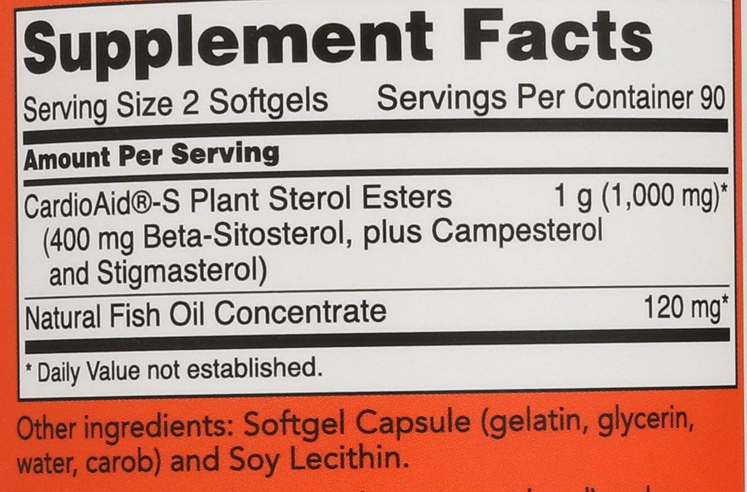 180 Count NOW Foods SPO Beta-Sitosterol Plant Sterols Supplement with Fish Oil