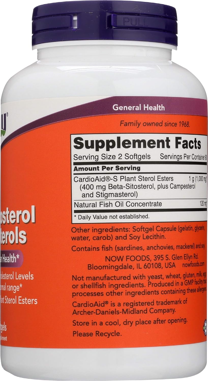 180 Count NOW Foods SPO Beta-Sitosterol Plant Sterols Supplement with Fish Oil