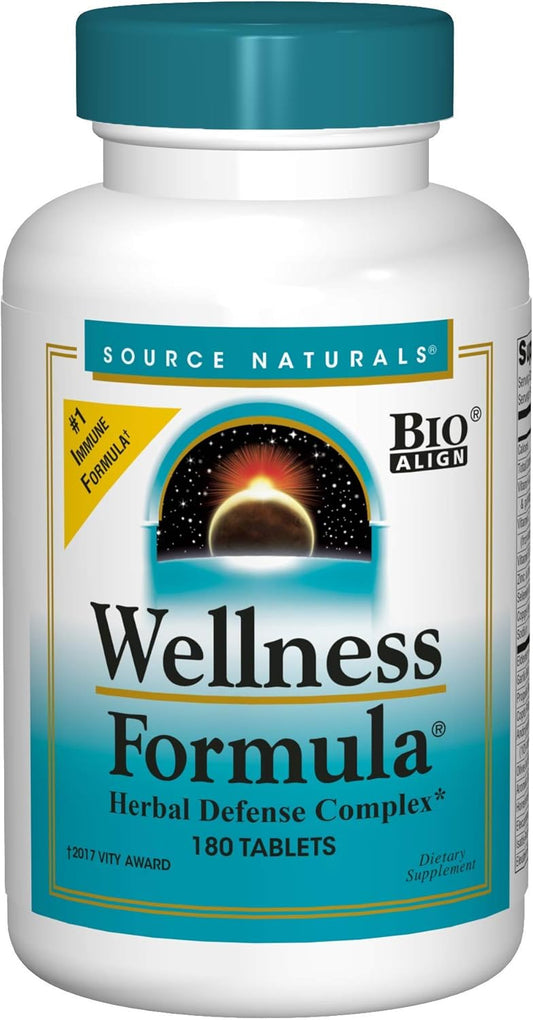 180 Count Source Naturals Wellness Formula Bio-Aligned Immune System Support Supplement Boosts Immunity