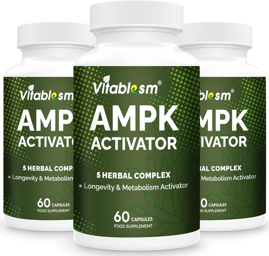 180 Count Vitablosom AMPK Activator Supplement - 5 in 1 Jiaogulan Gynostemma Metabolic Activator - Vegetarian Capsules, Pack of 3