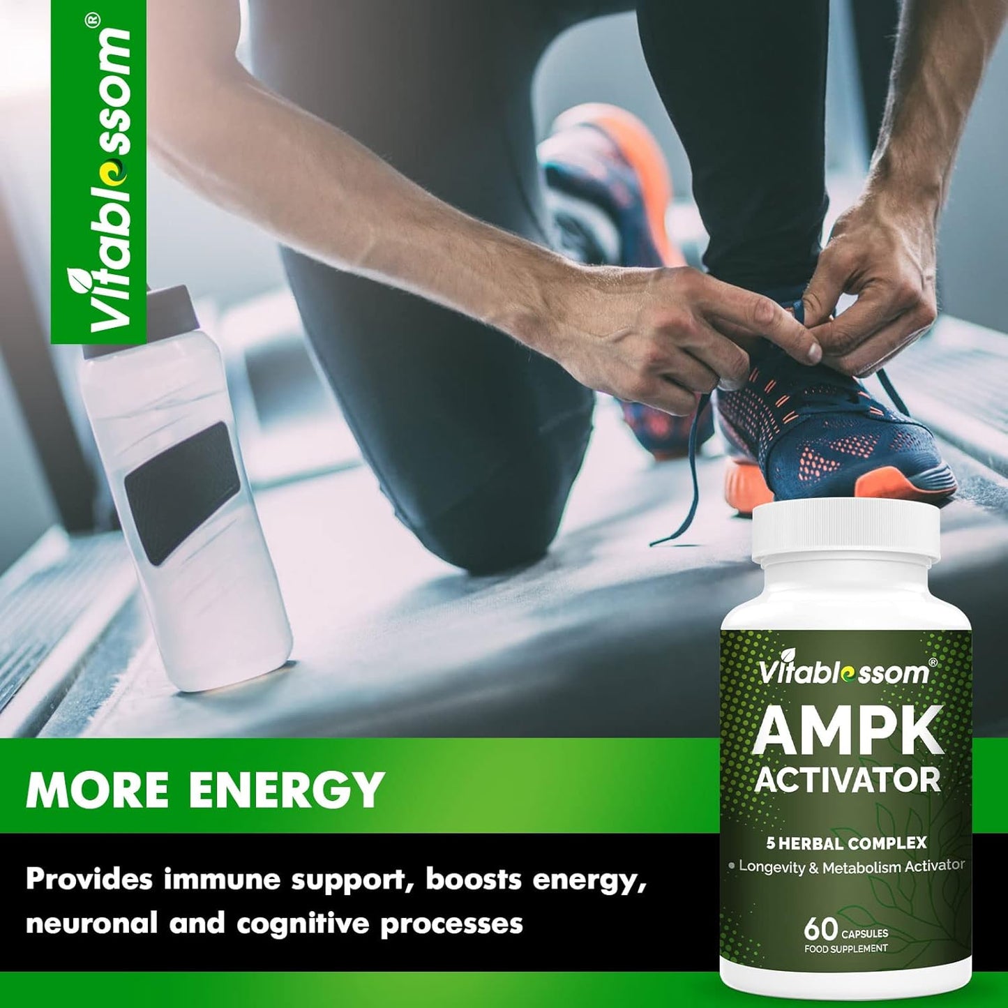180 Count Vitablosom AMPK Activator Supplement - 5 in 1 Jiaogulan Gynostemma Metabolic Activator - Vegetarian Capsules, Pack of 3