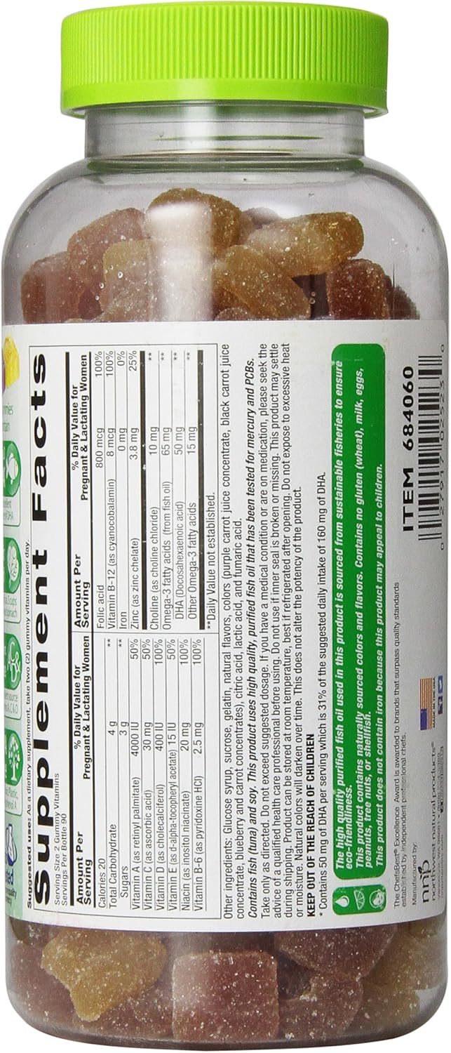 180 Count Vitafusion Prenatal DHA and Folic Acid Gummy Vitamins in Assorted Flavors - Limited Variety