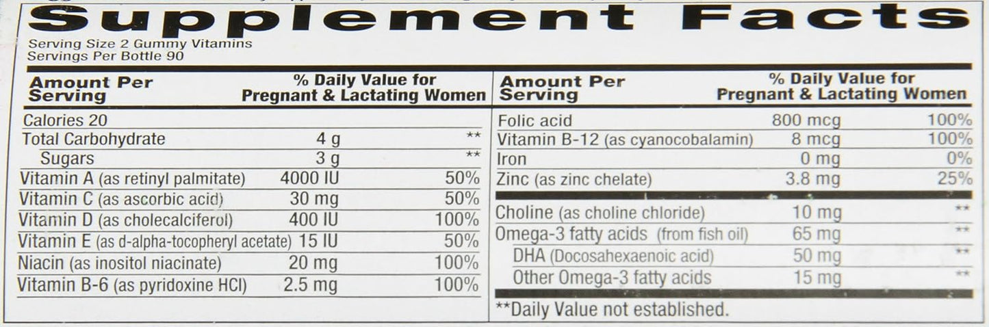 180 Count Vitafusion Prenatal DHA and Folic Acid Gummy Vitamins in Assorted Flavors - Limited Variety