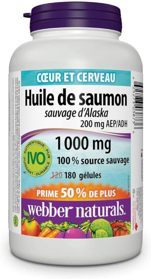 180 Count Webber Naturals Wild Alaskan Salmon Oil Softgels - 200mg