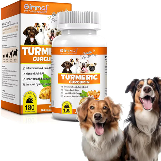 180 Count Zenpaws Turmeric and Curcumin Tablets for Dogs - Promotes Joint Health, Skin Allergy Relief, Hot Spot Treatment, and Coat Health - Salmon Oil and Duck Flavor Supplement